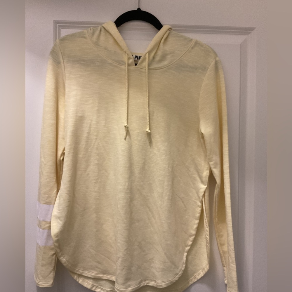 PINK pastel yellow long sleeve T-shirt with hood size small